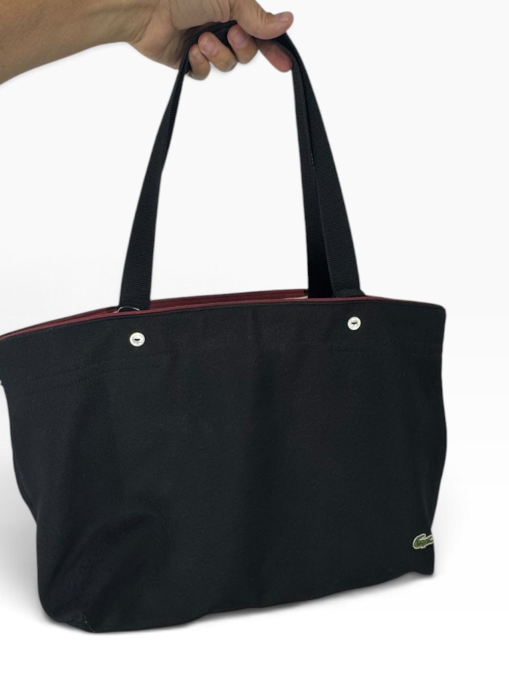 Lacoste tote bag black with red interior